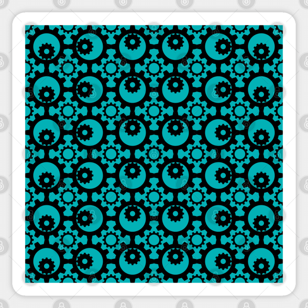 Steampunk Design in black and teal Sticker by MettaArtUK